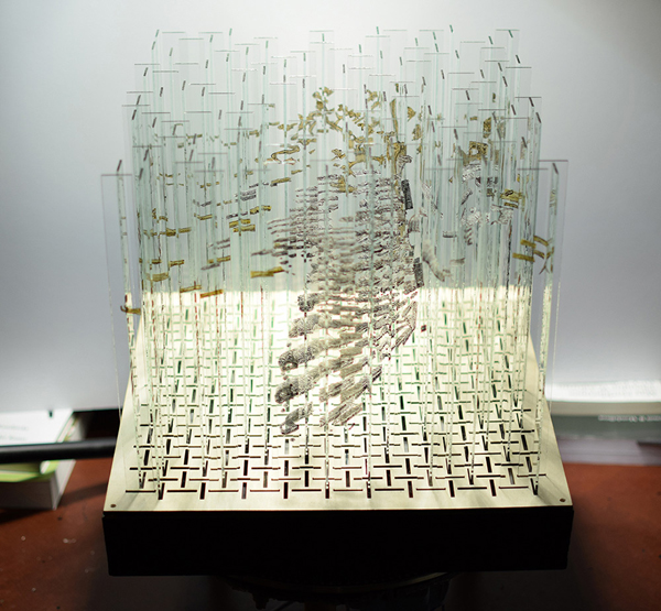 Emulsifier, rotating glass sculpture by Thomas Medicus