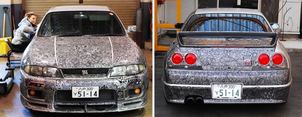 Stunningly intricate and elegant drawings on Nissan Skyline GTR