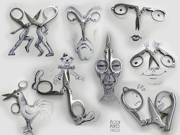 3D illustrations incorporating common objects by Victor Nunez