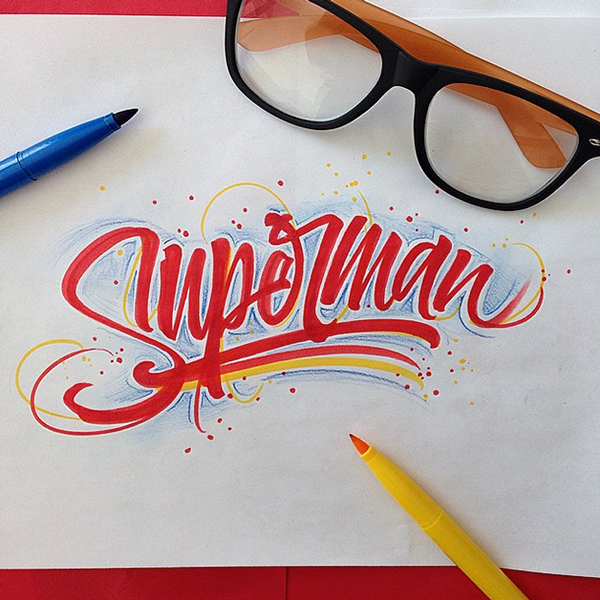 Brushpen lettering set superheroes edition by David Milan