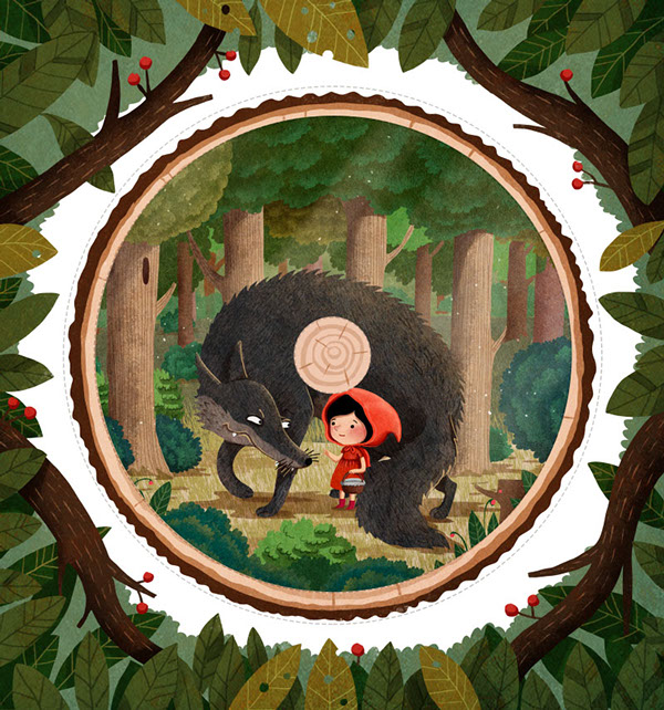 Little red hood - Le Petit Chaperon rouge, illustration by Emilia Dziubak