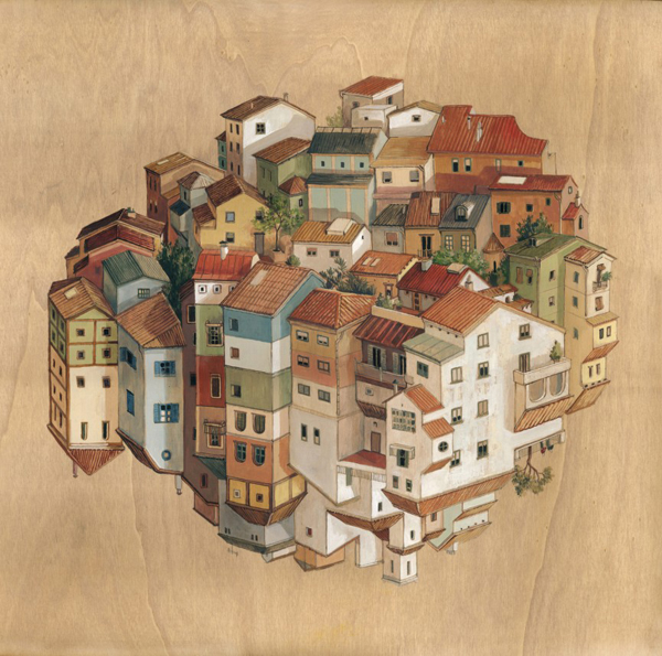 Un-gravity constructions, paintings by Cinta Vidal