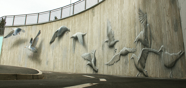 Ethereal bird murals, street art by Eron