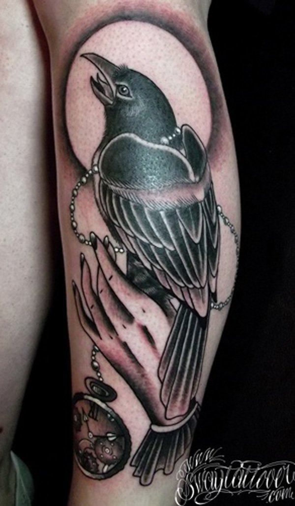 Mysterious raven tattoos