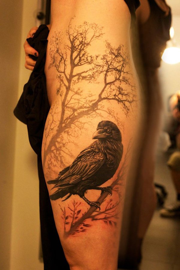 Mysterious raven tattoos