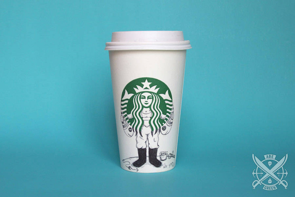 The secret life of the Starbucks Siren, illustration by Abe Green