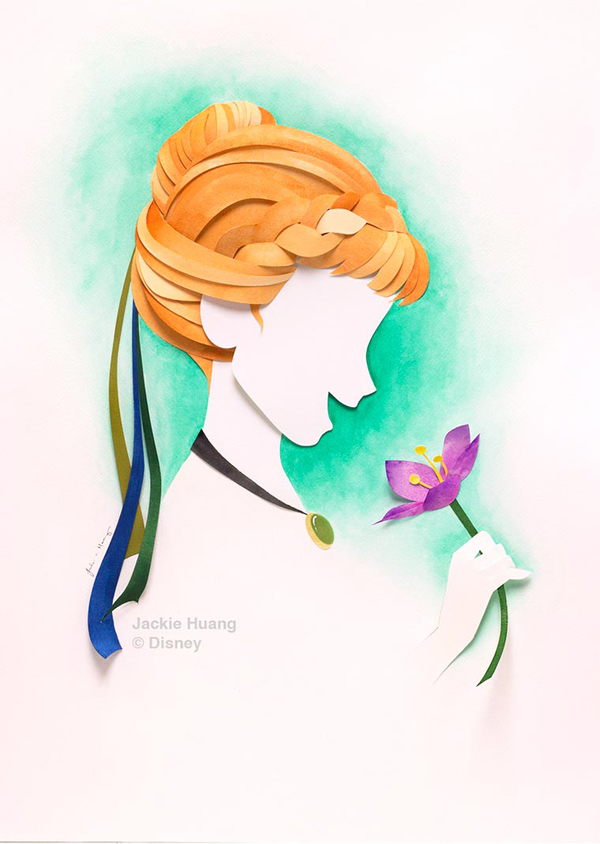 Disney characters, paper art by Jackie Huang