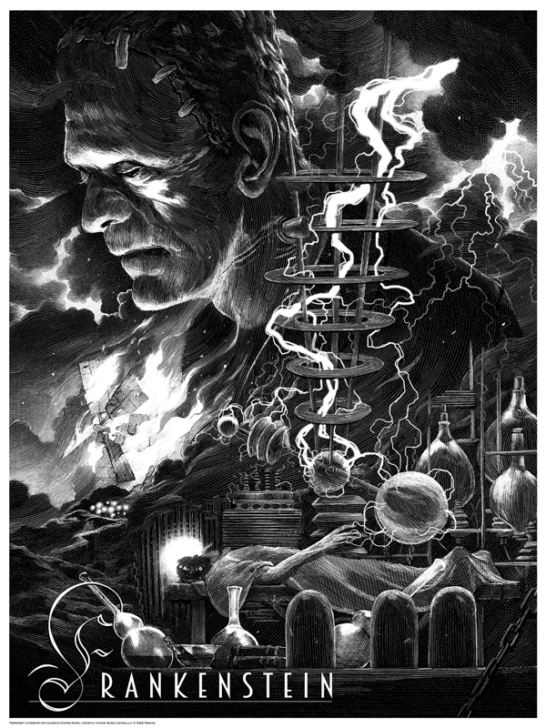 Universal Monsters poster set, illustration by Nico Delort