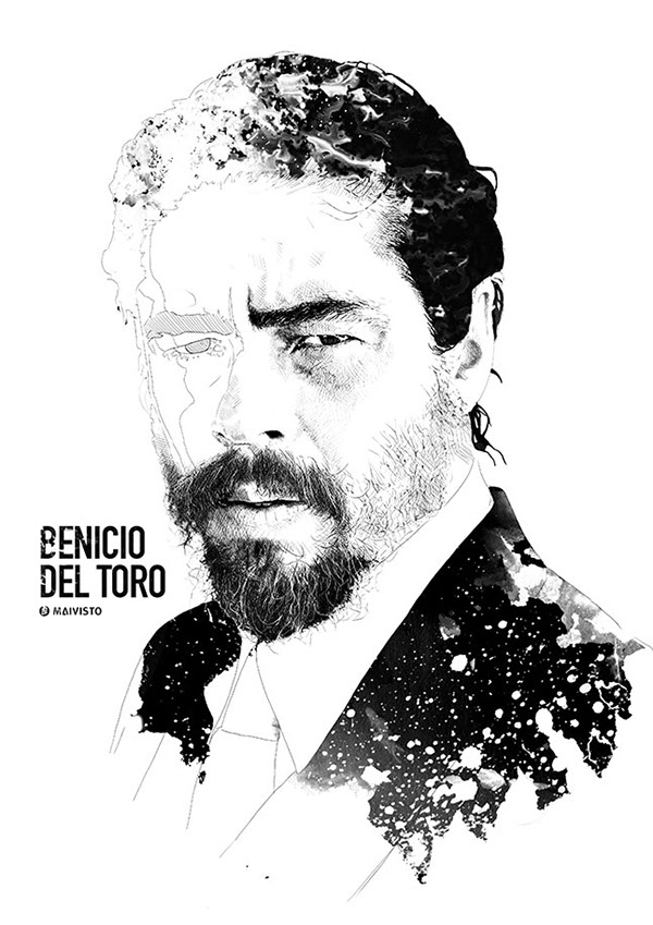 A hand drawn series of celebrity portraits by Sergio Ingravalle