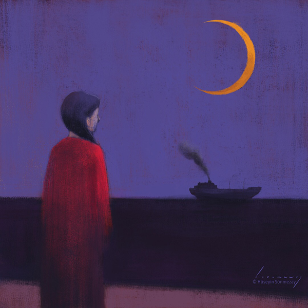 When the night falls, digital painting by Hüseyin Sönmezay