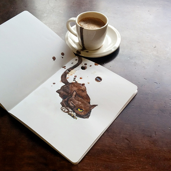 Coffee cats, paintings by Elena Efremova
