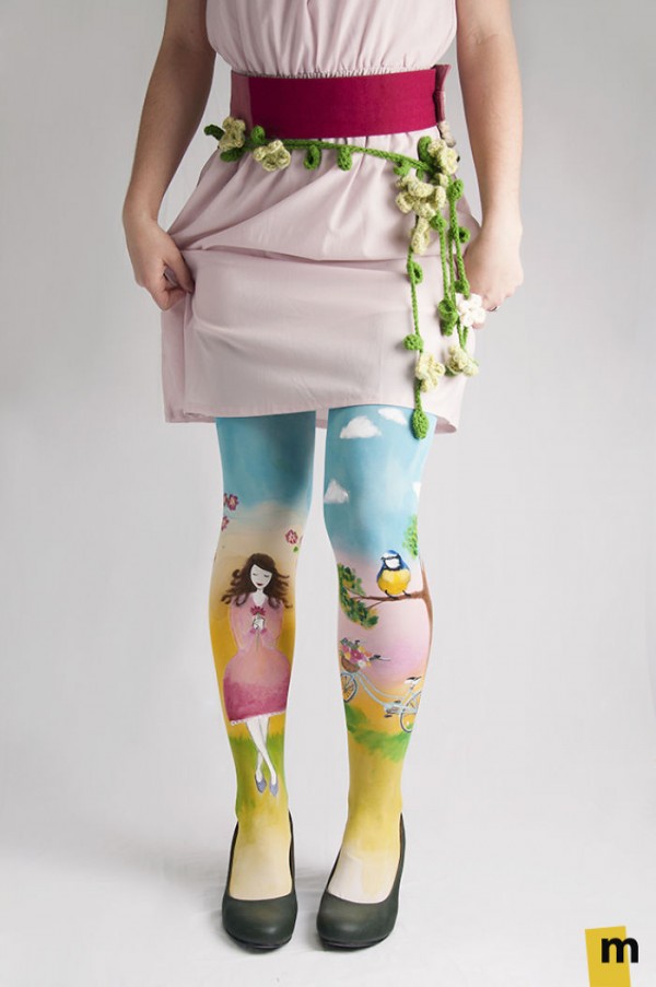 Hand-painted tights that let you walk in a piece of art