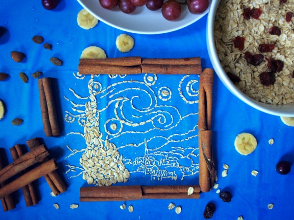 Sarah Rosado, illusional images recreated from oatmeal