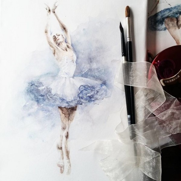 Watercolor ballerinas By Yulia She