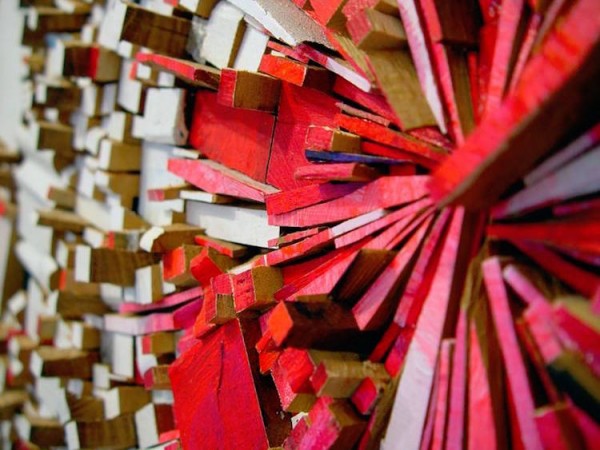 A dynamic explosion of color and shapes, assemblages by Louise McRae