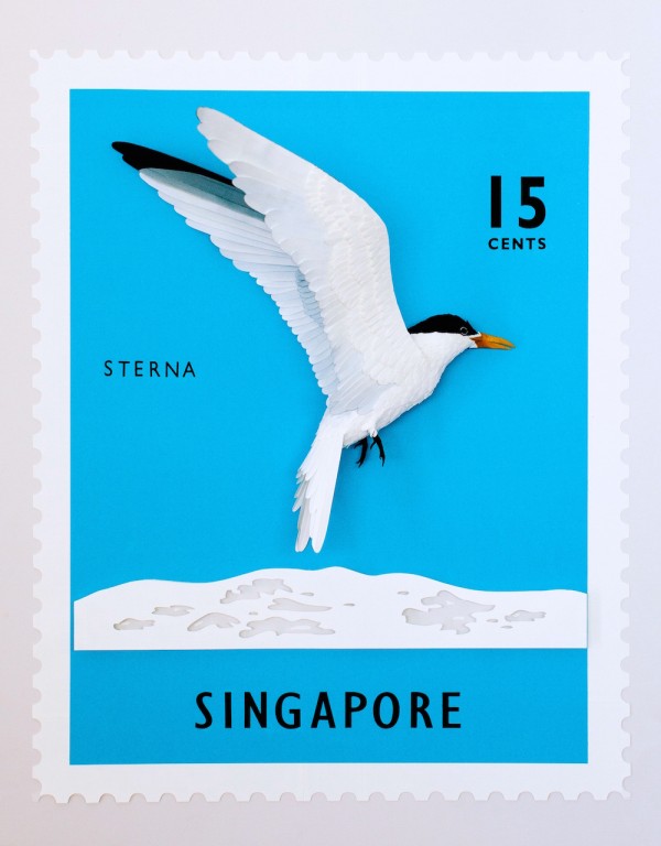 Paper bird stamps by Diana Beltran Herrera