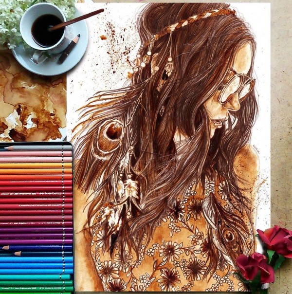Coffee is more than just a drink by using it to paint intricate portraits