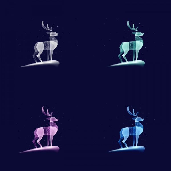 Fantasy Lights Reindeers, digital art by Ilya Shapko