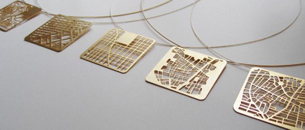 Jewelry designed from personalized maps by Talia Sari
