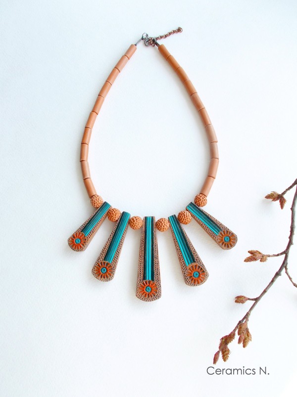 Ceramic necklases, jewelry design by Nadiia Ambroziak