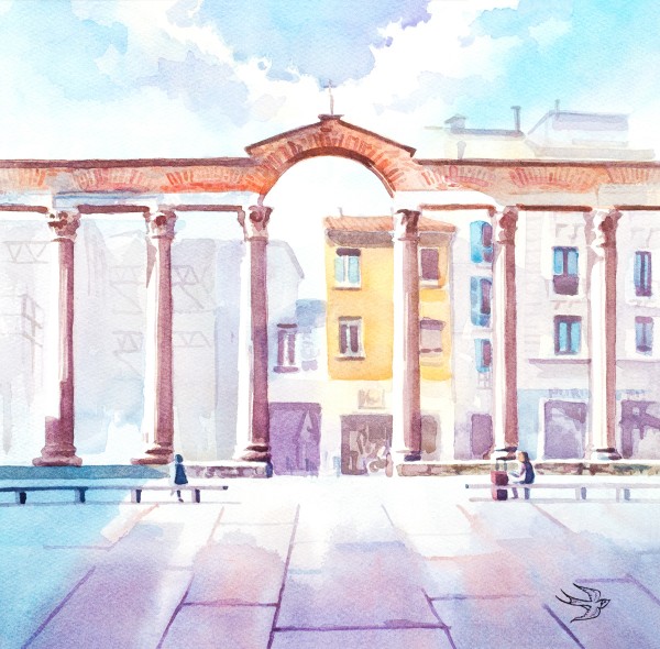 Milan in watercolour, paintings by Viktoria Kravchenko