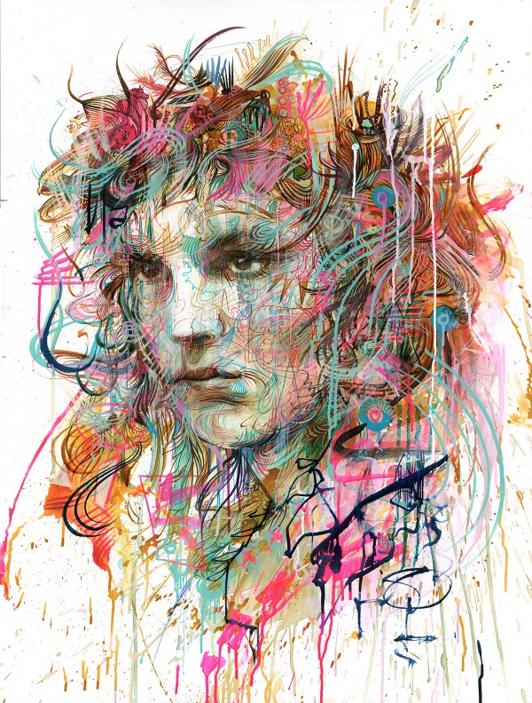 Flight - Paintings in ink and tea by Carne Griffiths