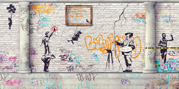 Graffiti in interior, illustration by Anna Karaban