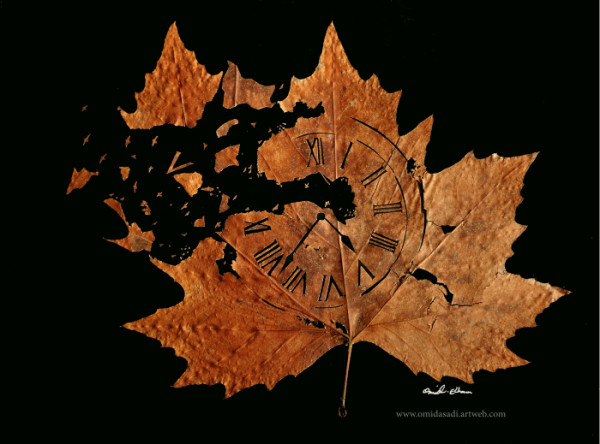 Omid Asadi, Leaf art by carefully cutting intricate scenes