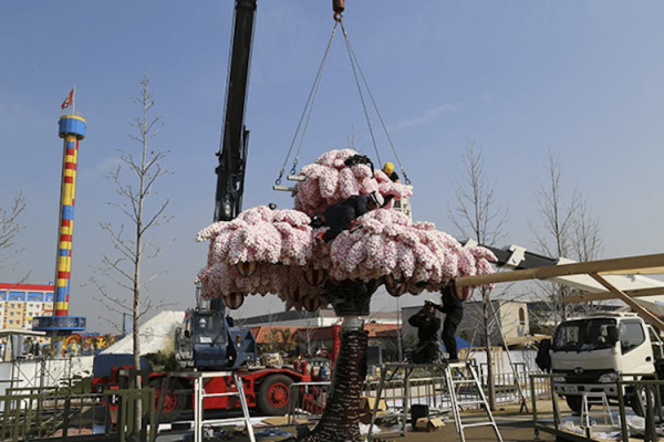 Cherry blossom tree made from over 800,000 LEGO bricks
