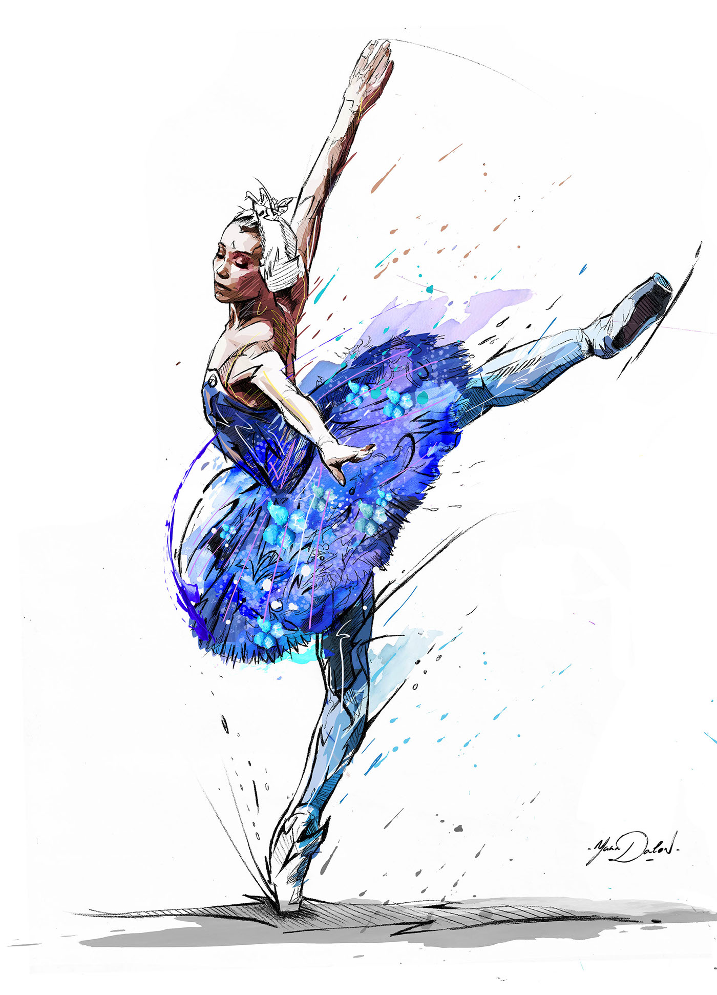 Blue Swan, painting by Yann Dalon