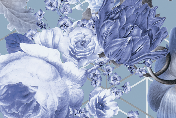 Blue flowers, digital art by Mir Kartinok