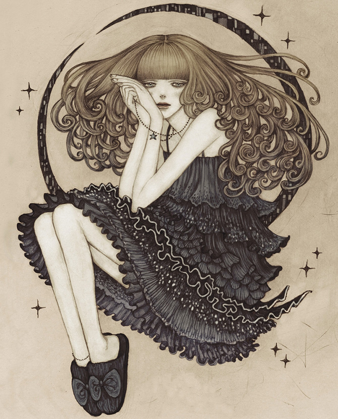 Dark, art nouveau inspired illustrations by Jinnn - Ego - AlterEgo