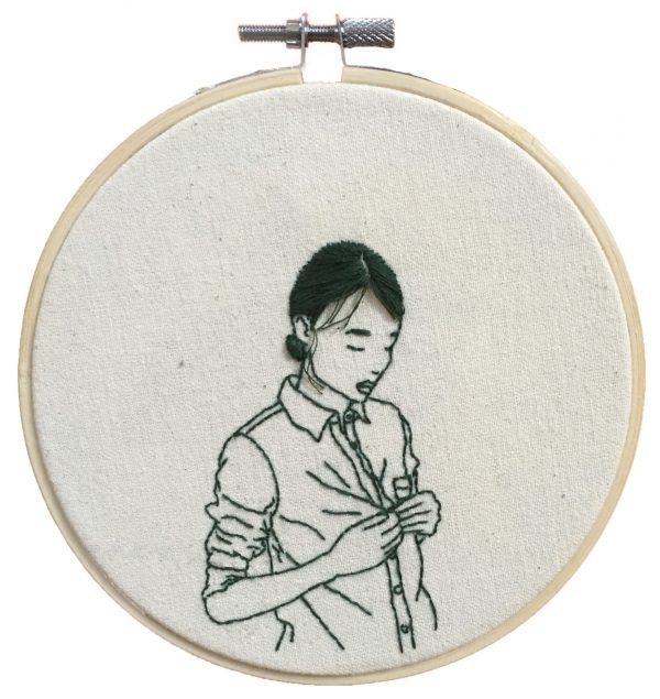 Hand-sewn portraits by Sheena Liam