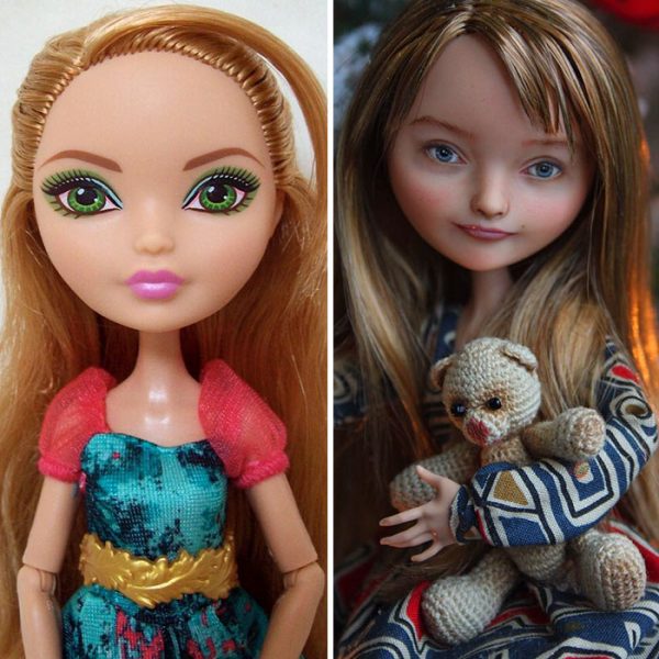 Olga Kamenetskaya remove makeup from dolls to repaint them