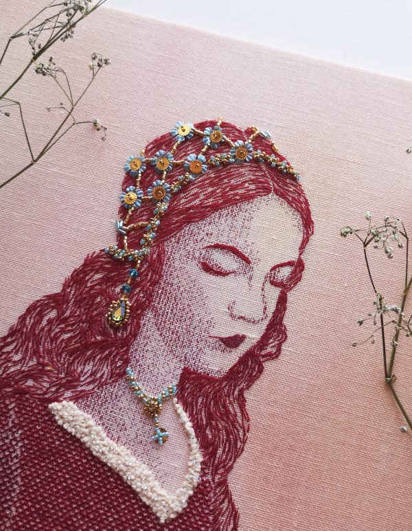 Hand embroiders portraits of forgotten and not so forgotten female icons by Lily Bloomwood